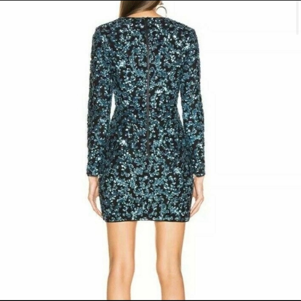 Self Portrait Zip-Front Sequin Frill Mini Dress - Picture 3 of 3